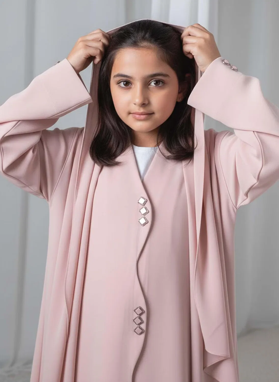 Абая детская с шейлой из крепа барби Msquare Fashion, розовый — фото 2