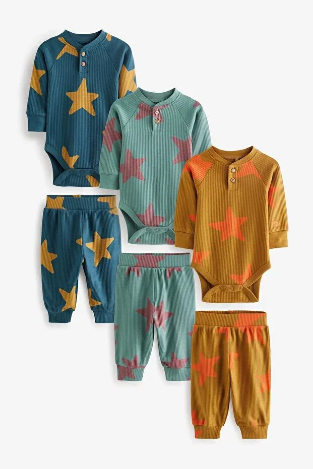 Детский комплект топов и шорт с принтом 100% cotton ribbed shiny star pattern Next Baby, Multicolor