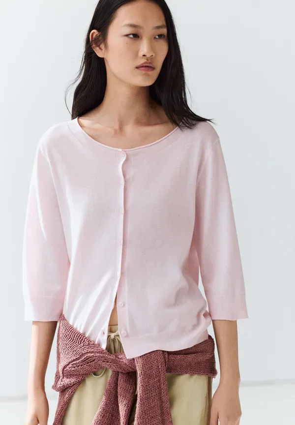 Кардиган хлопковый Cardigan Massimo Dutti, розовый