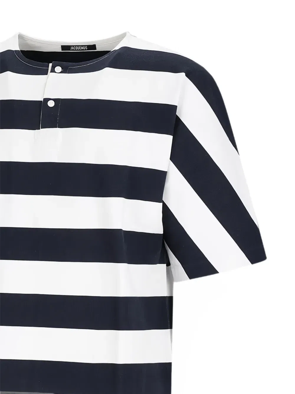 Полосатая хлопковая футболка Jacquemus, синий — фото 3