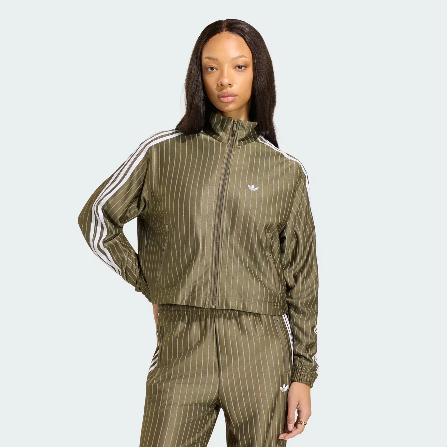 Женская олимпийка на молнии Firebird Pinstripe Adidas Originals, Branch/Silver Metallic
