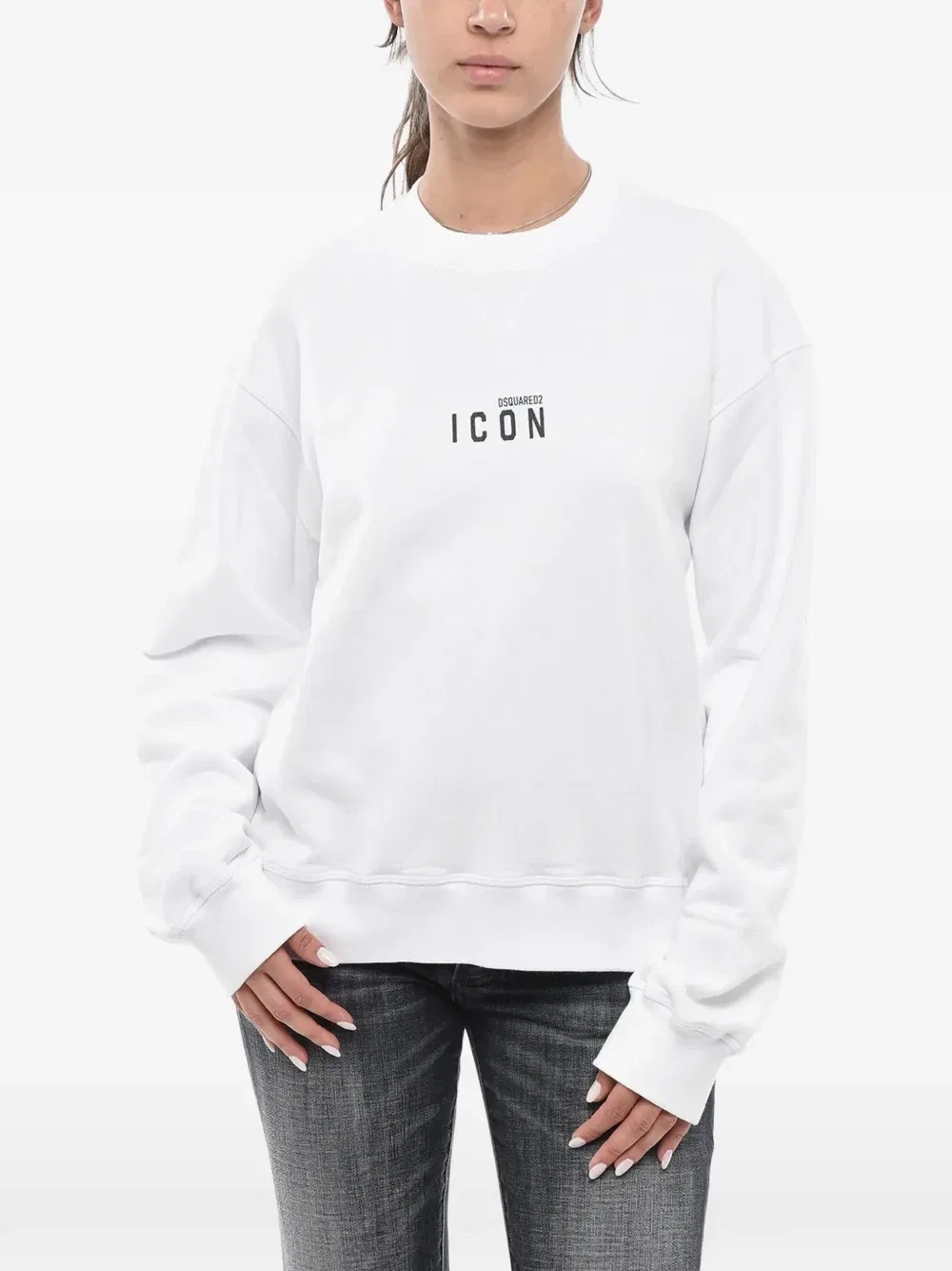 Свитшот из хлопка с логотипом Icon Dsquared2, белый