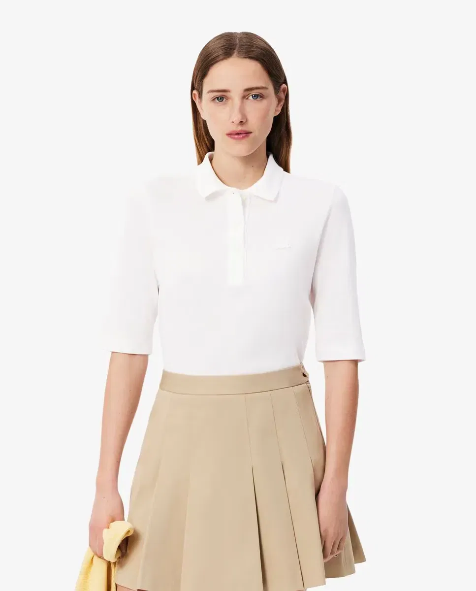 Поло Lacoste Blanco с французским рукавом