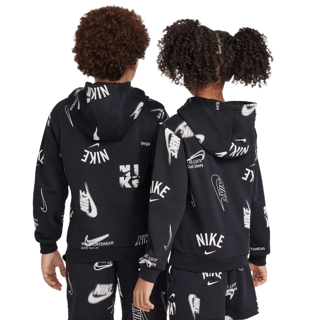 Детское худи для мальчиков с длинным рукавом Nike NSW Club French Terry Hoodie NRG, Black/White — фото 2