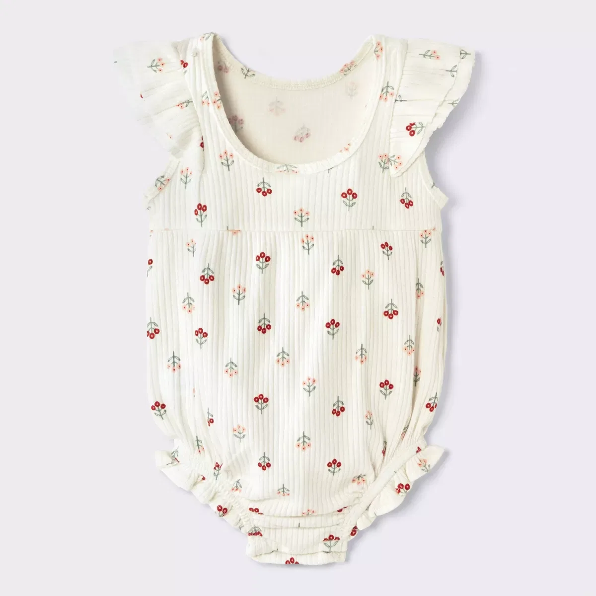Детский боди-комбинезон для девочек с принтом Ruffle Tank Romper NEWBORN, Off-White — фото 2