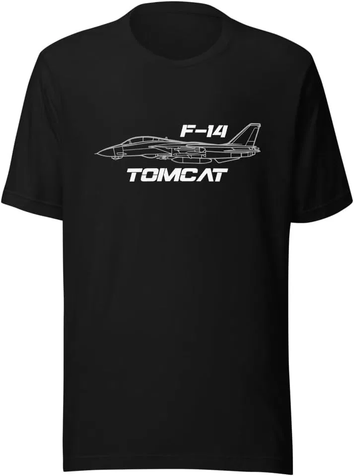 Мужская футболка с принтом F-14 Fighter Jet Silhouette 3001, Black