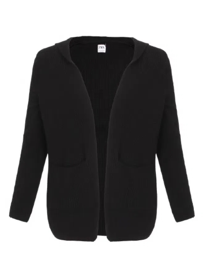 Кардиган с капюшоном на молнии Zara, черный