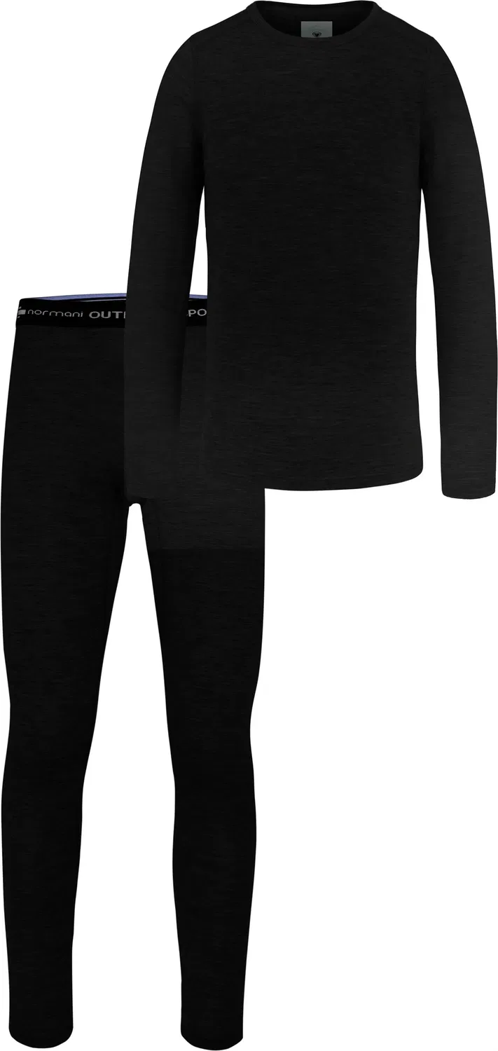 Комплект термобелья детский из мериносовой шерсти, черный Normani Outdoor Sports