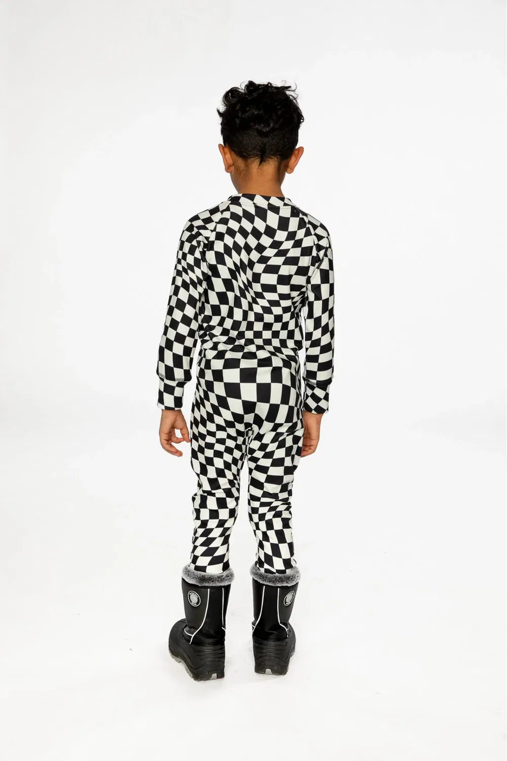 Детский комбинезон-термобелье с принтом Deux par Deux, White Checkered Print — фото 4