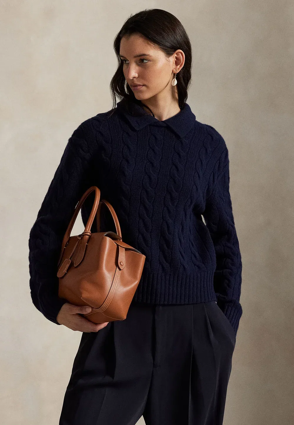 Свитер-Поло из шерсти и кашемира крупной вязки Polo Ralph Lauren, Hunter Navy