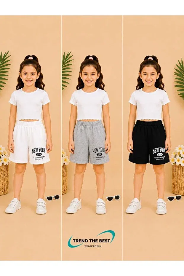 Детские шорты для девочек с принтом Summer New York Printed Trend The Best Trendin En Iyisi, Multicolor — фото 4