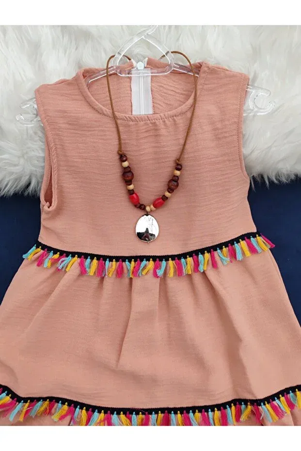 Детское платье для девочек хлопковое Pendant Crepe Beray Bebe, Salmon — фото 2