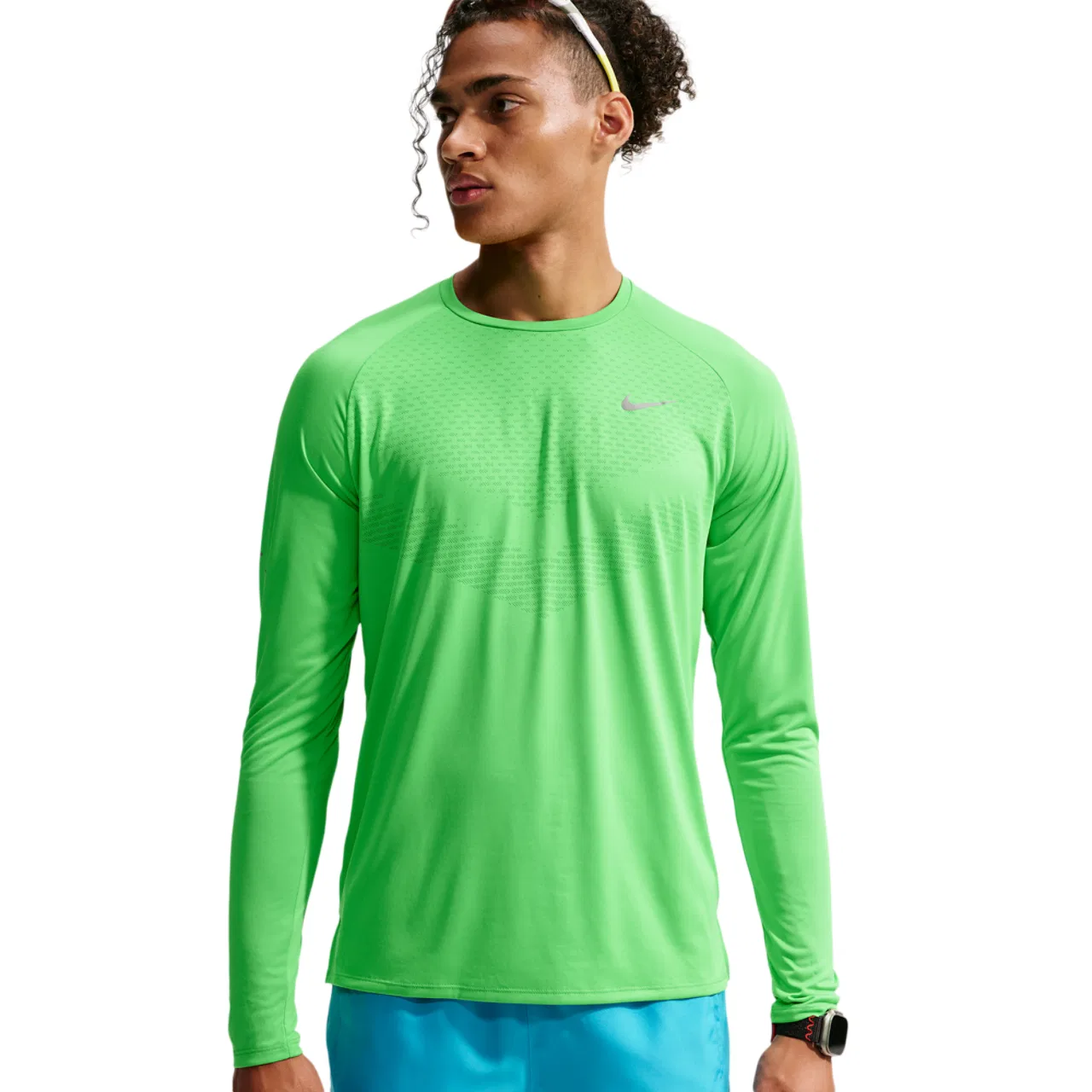 Мужская футболка с длинным рукавом Nike Dri-FIT ADV Stride LS Top, Green Spark/Reflective Silver