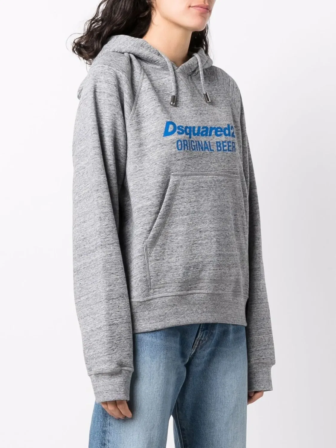 Худи с Логотипом из Хлопка DSQUARED2, угольный серый/синий — фото 2