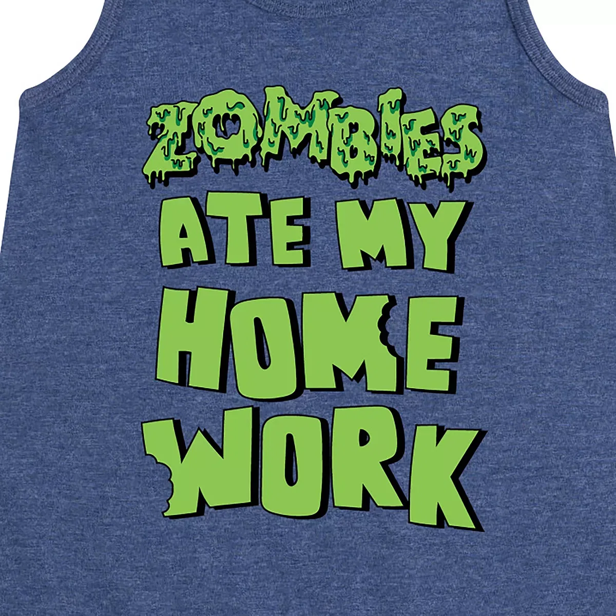 Детское платье-трапеция без рукавов с принтом Zombies Ate My Homework Instant Message, Heather Navy — фото 2