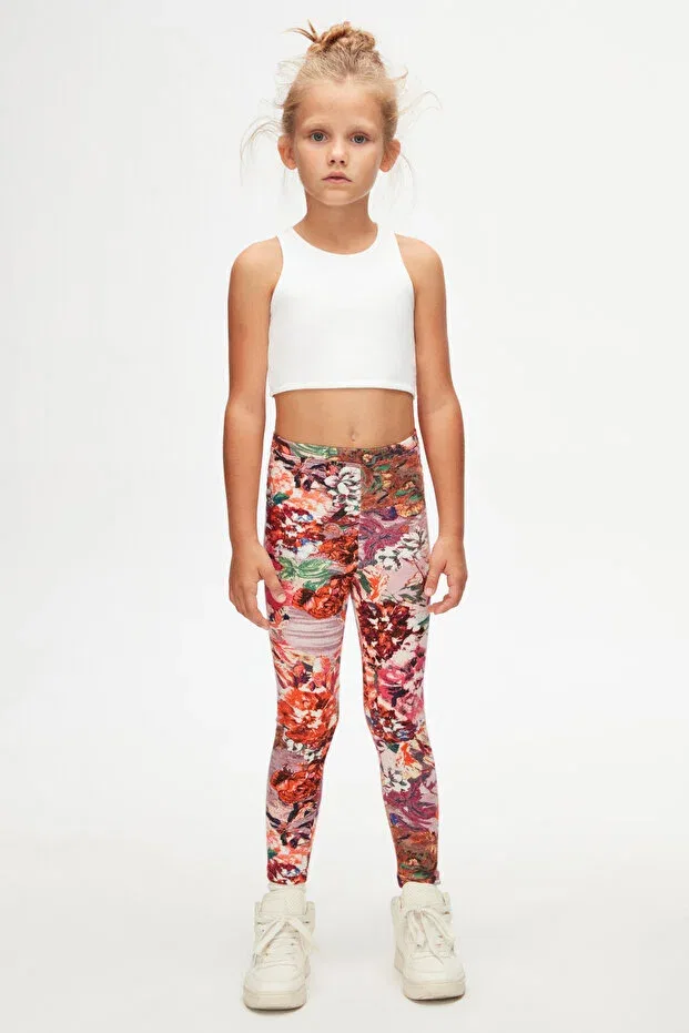 Детские леггинсы для девочек с принтом Mixed Rose Patterned Lovetti, Patterned