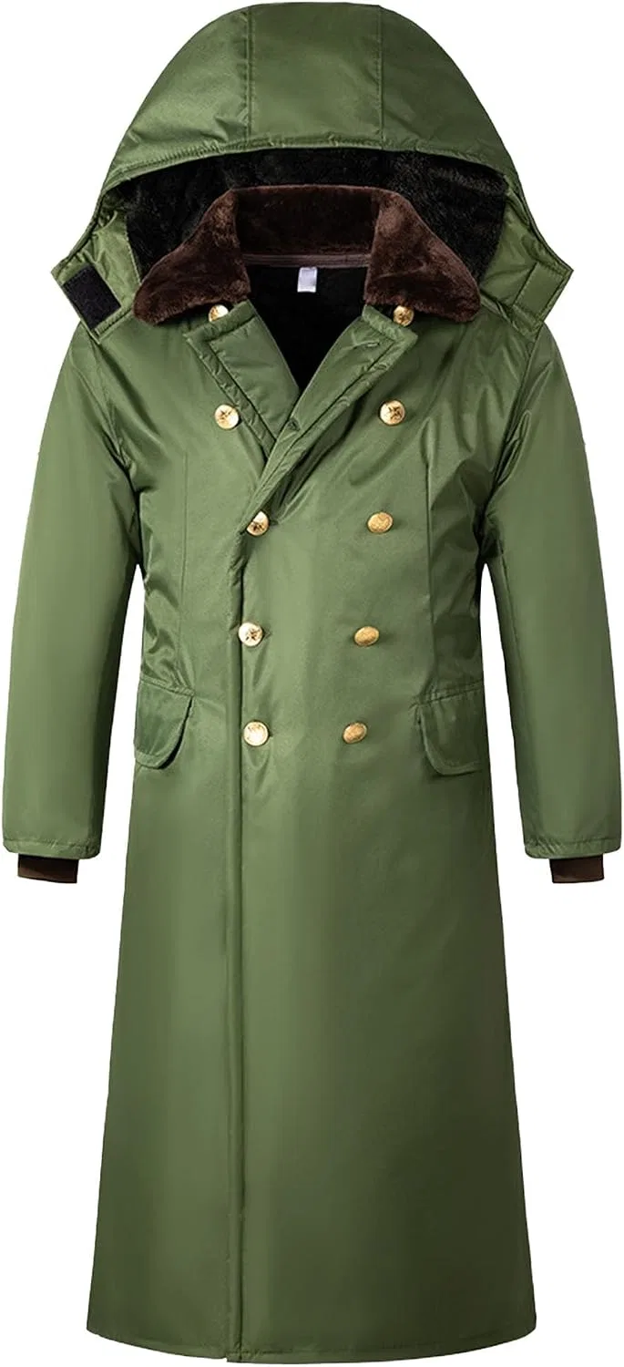 Мужское пальто-тренч с длинным рукавом, Military Work Trench Coat, армейский зелёный