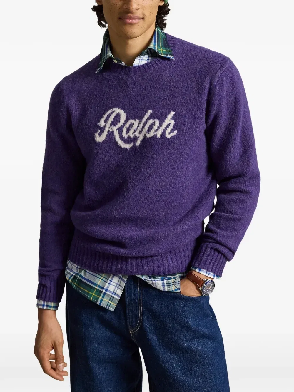Свитер с логотипом Polo Ralph Lauren, фиолетовый — фото 3