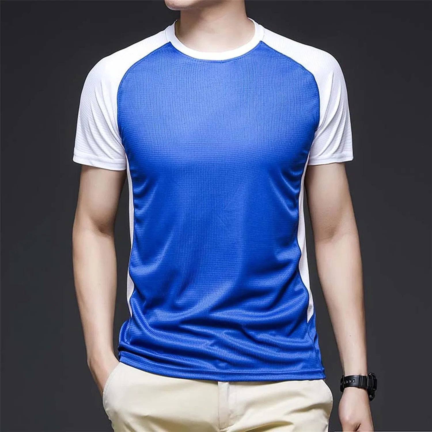 Мужская спортивная футболка свободного кроя, Crewneck, Blue — фото 4