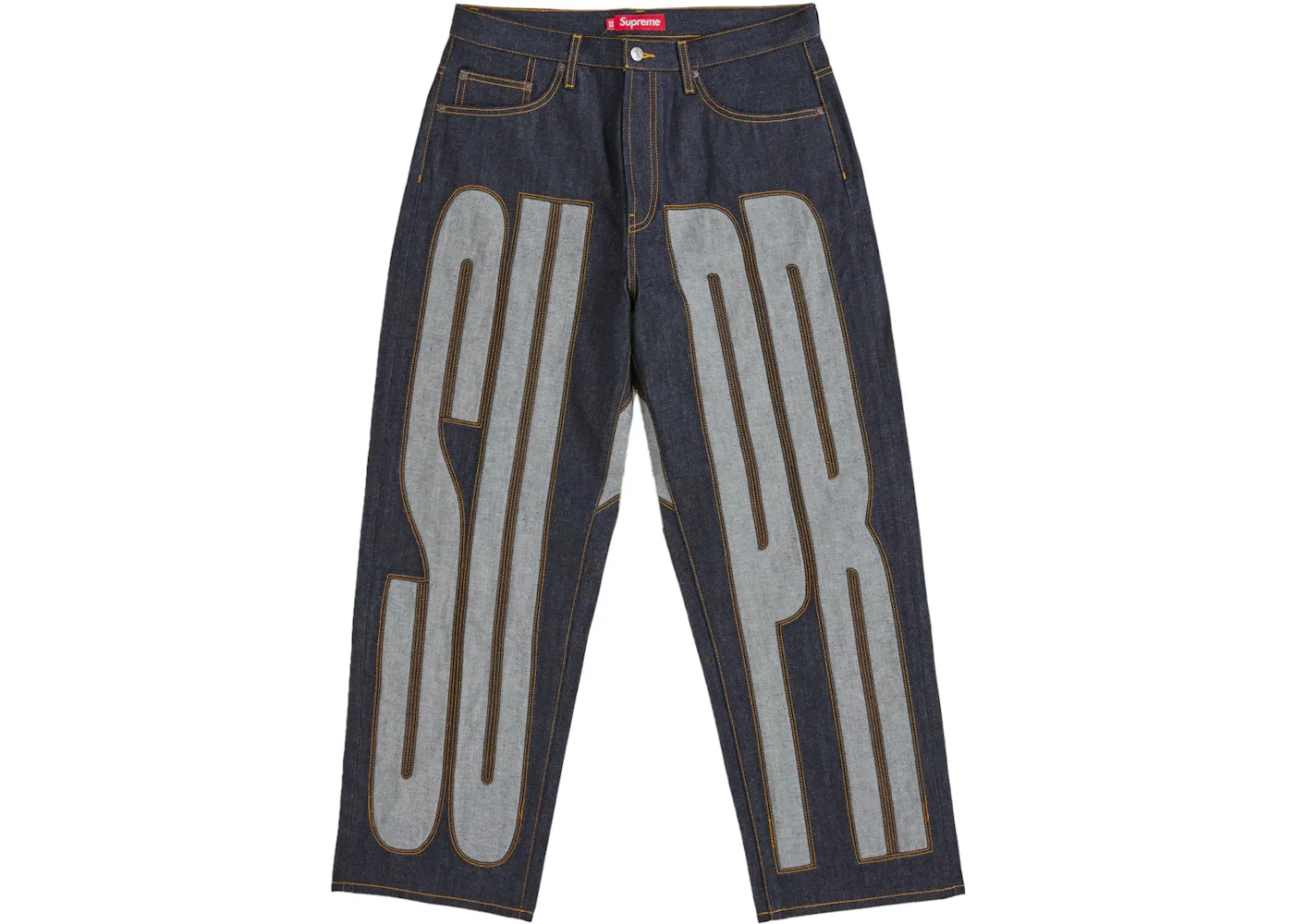 Мужские джинсы свободного кроя Supreme Inset Spellout Baggy Jean Supreme, Rigid Indigo