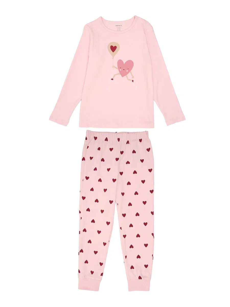 Пижама NAME IT 'NMFCUTIE HEART' в розовом и пастельно-розовом цветах