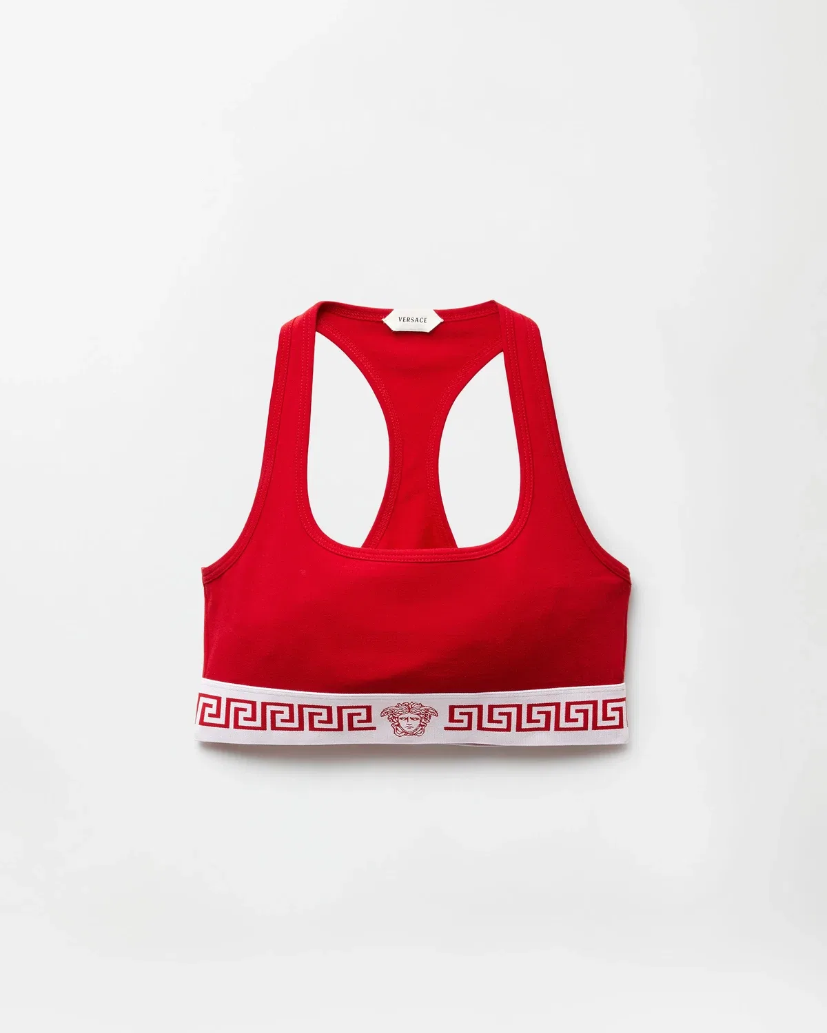 Хлопковый бралет из джерси VERSACE, красный