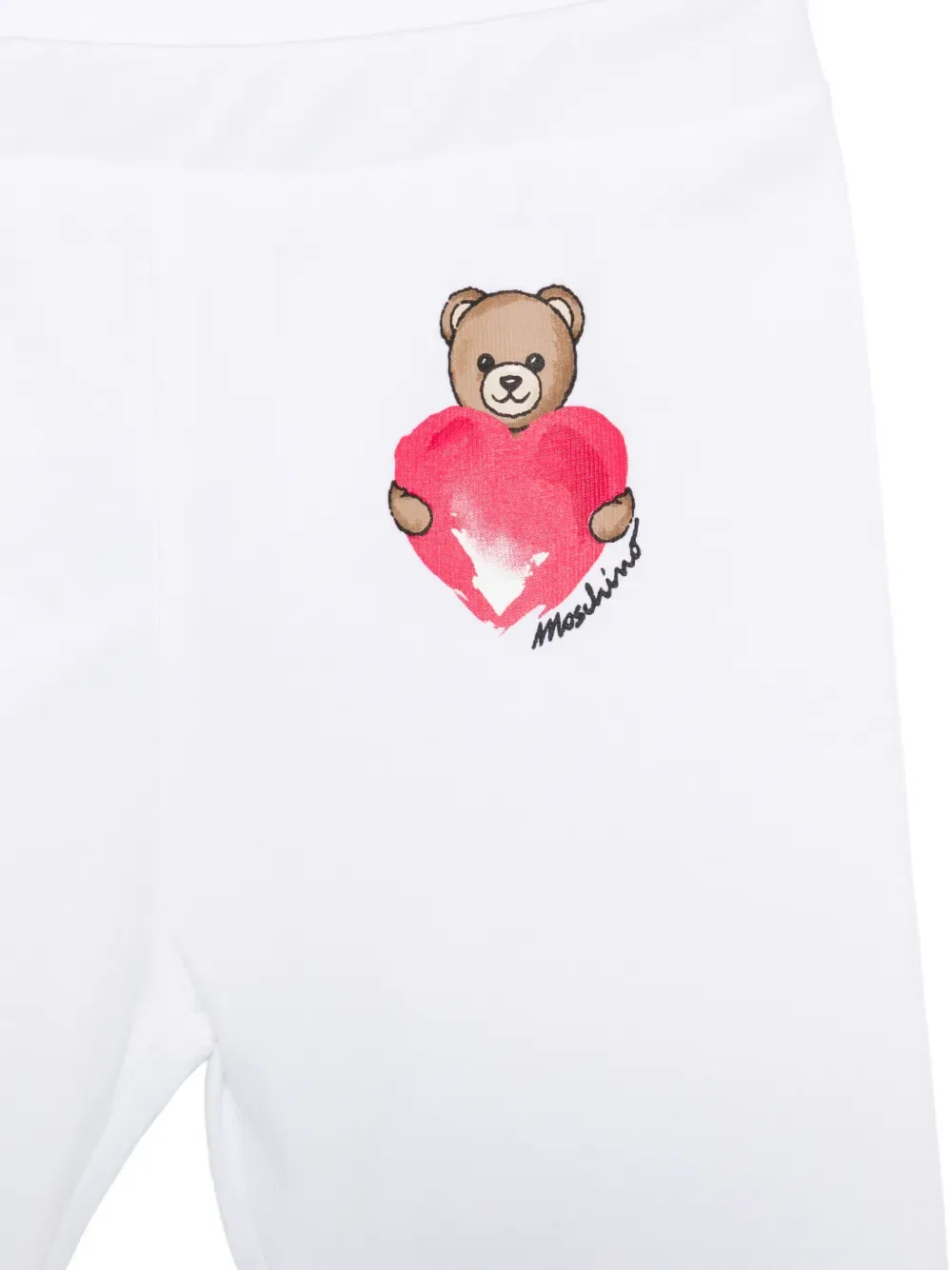 Леггинсы с рисунком в виде сердечек Moschino Kids, белый — фото 3