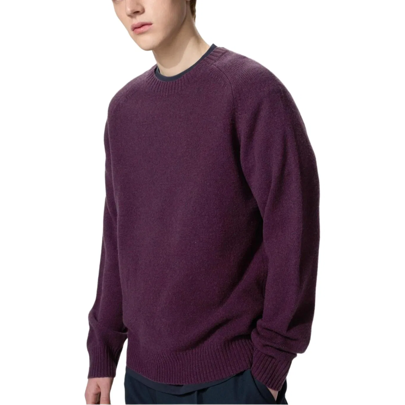 Трикотажный джемпер с круглым вырезом SS26 Knitwear Unisex UNIQLO, Dark Reddish Purple