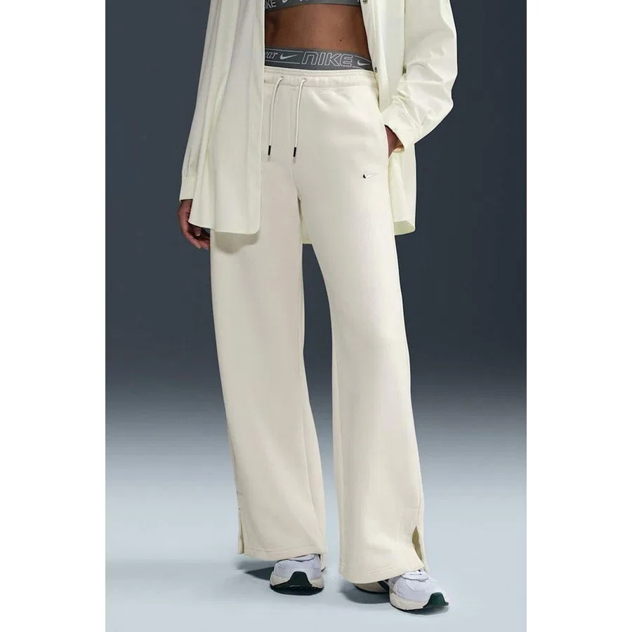 Женские спортивные брюки с высокой посадкой и деталью боксеров Phoenix Fleece Swoosh Wide Leg Joggers Nike, Кремовый