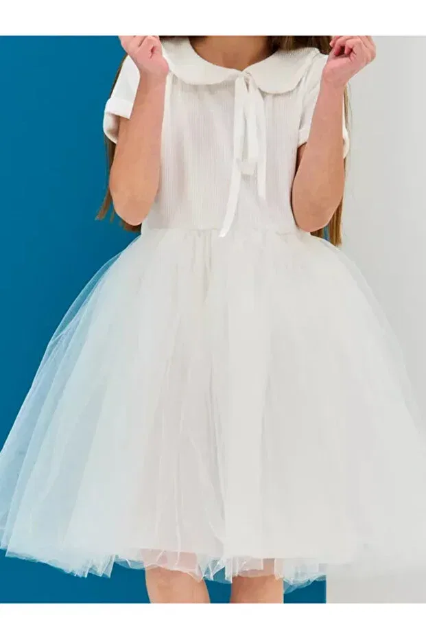 Детское платье для девочек хлопковое Nc Gift, White-Short