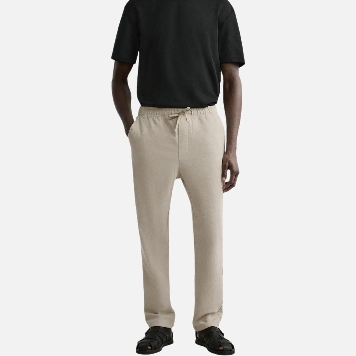 Мужские брюки повседневные прямого кроя Beige ZARA, Бежевый — фото 4