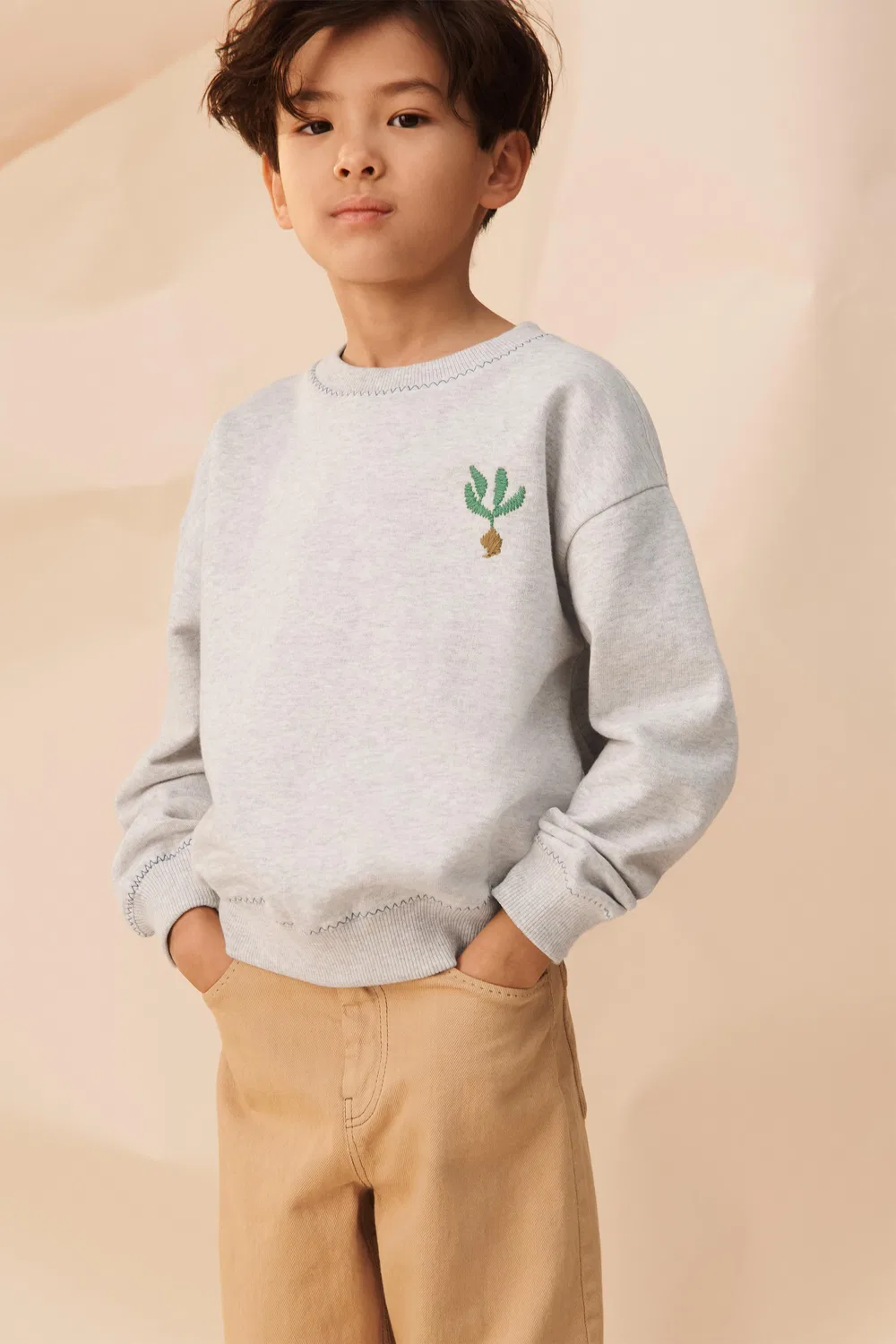 Толстовка с вышивкой, лимитированная серия ZARA, Grey Marl — фото 2