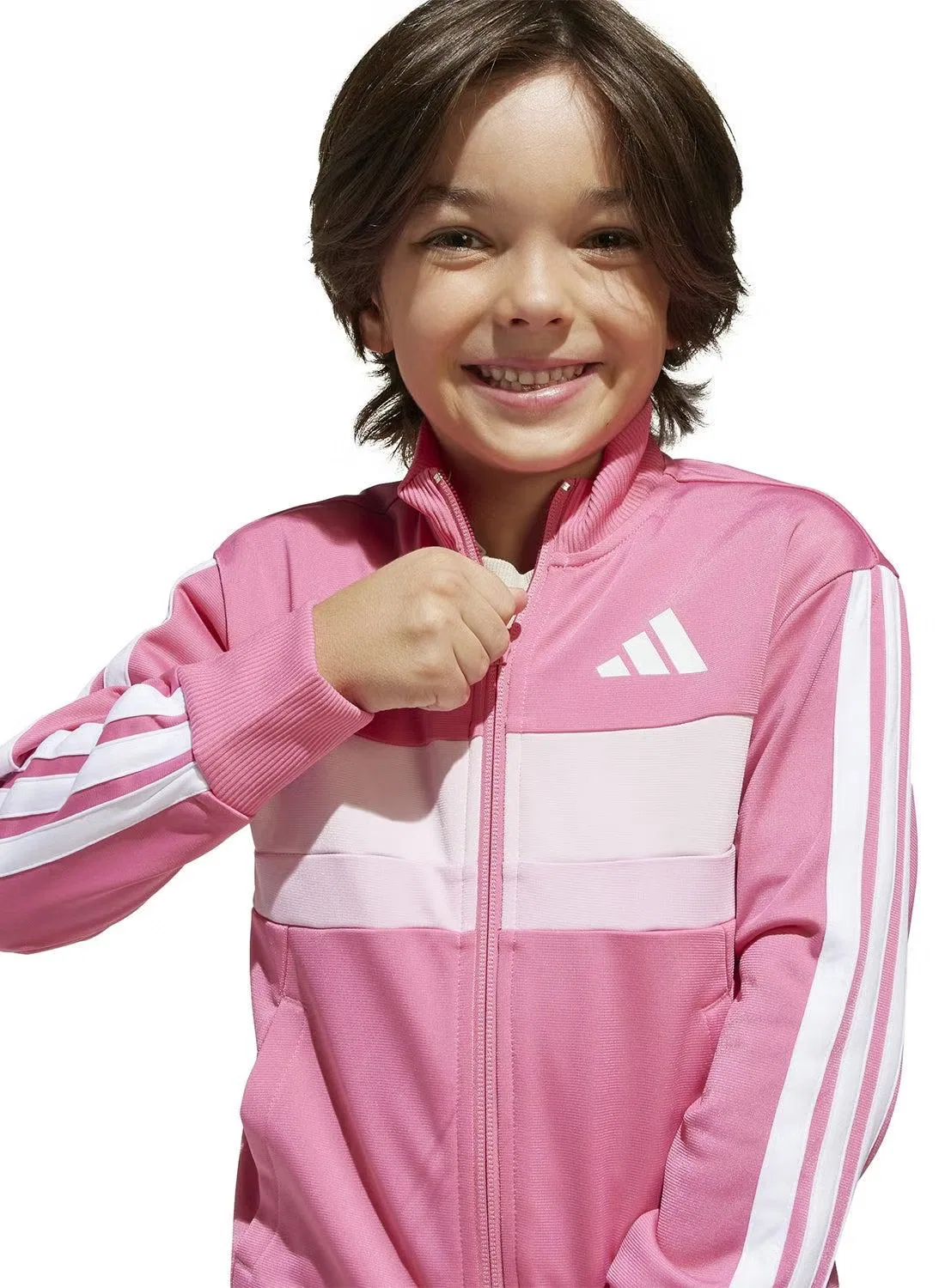 Костюм спортивный детский с 3 полосками Tiberio Adidas, розовый — фото 3