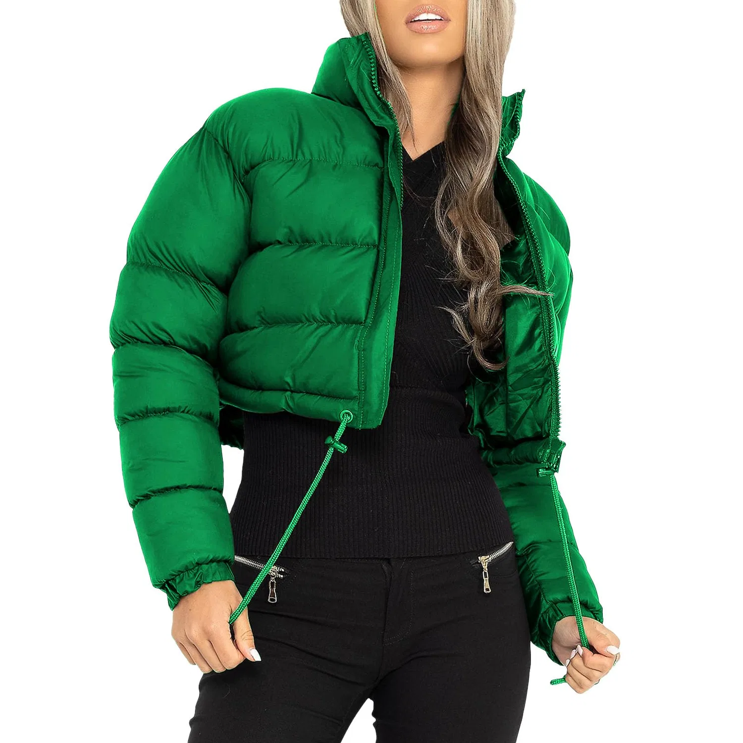 Женское короткое стеганое пальто, Verde