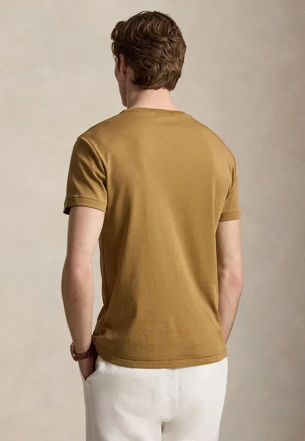 Футболка хлопковая Custom slim fit soft cotton t-shirt Polo Ralph Lauren, Cafe Brown, коричневый — фото 3