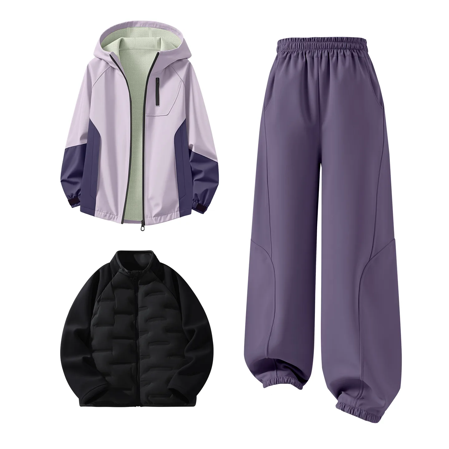 Детская повседневная худи для спорта Disney, Solid Color Purple+Solid Color Black+Solid Color Purple