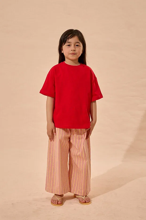 Детская футболка для девочек красная с принтом Oversize Basic T-Shirt Red Fahhar Kids, Red