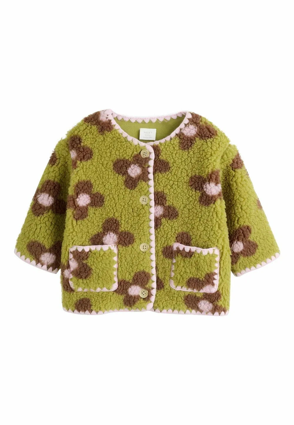 Куртка стандартного кроя - детская куртка - флисовая куртка Next, Citrine Floral Borg Button Through
