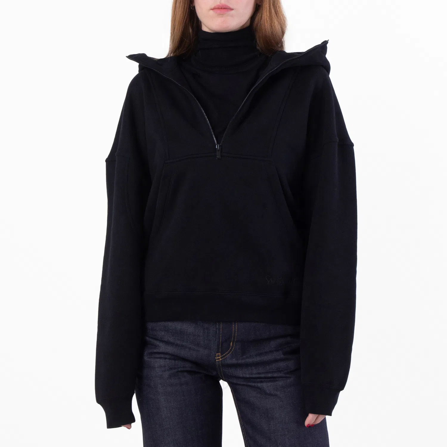 Женское худи из футера Camionneur Trucker Fleece Saint Laurent, Black