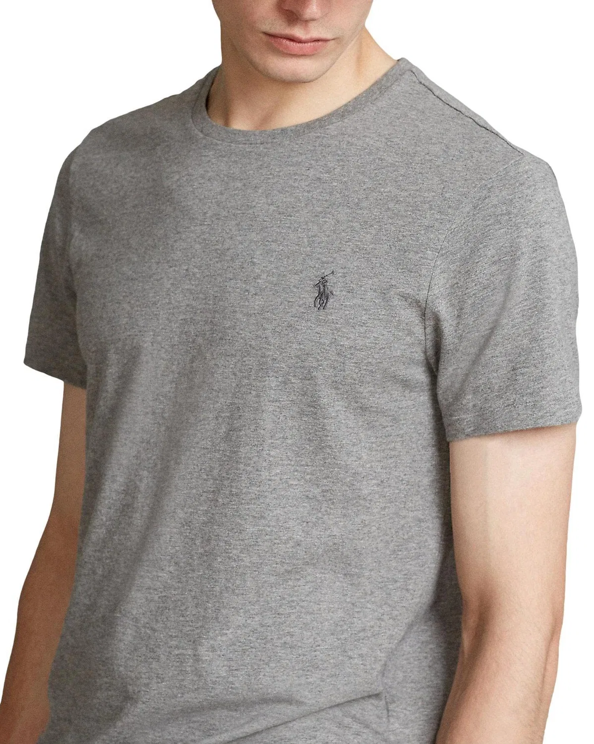 Мужской хлопковый лонгслив с V-образным вырезом Polo Ralph Lauren, 2-Grey — фото 4