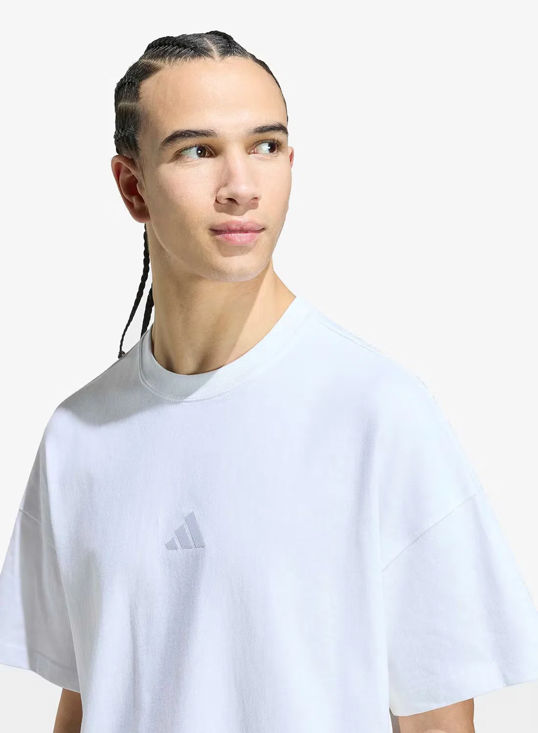 Футболка свободного кроя 3-Stripes Adidas, белая — фото 3
