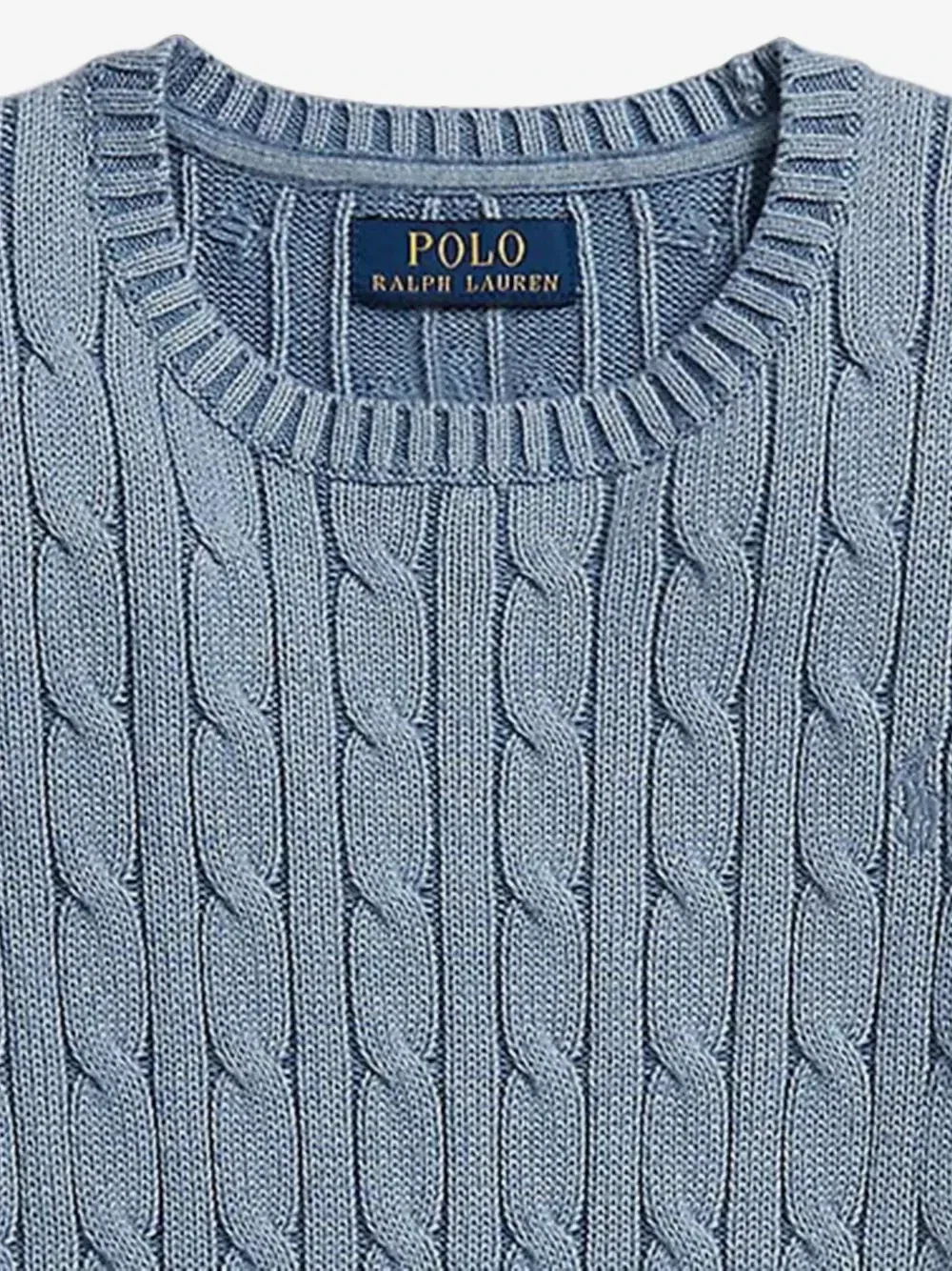 Вязаный свитер с вышитым логотипом POLO RALPH LAUREN KIDS, синий — фото 2