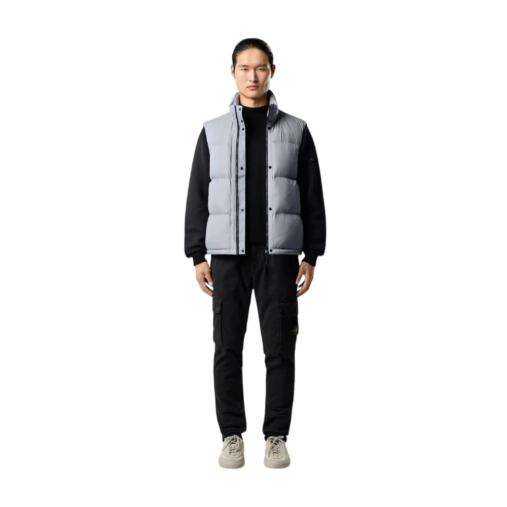 Мужской пуховой жилет Stone Island Lightweight With Zip Pockets, пепельно-серый