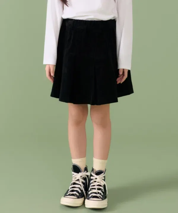 Юбка плиссе из вельвета, Musinsa Standard Kids, черный