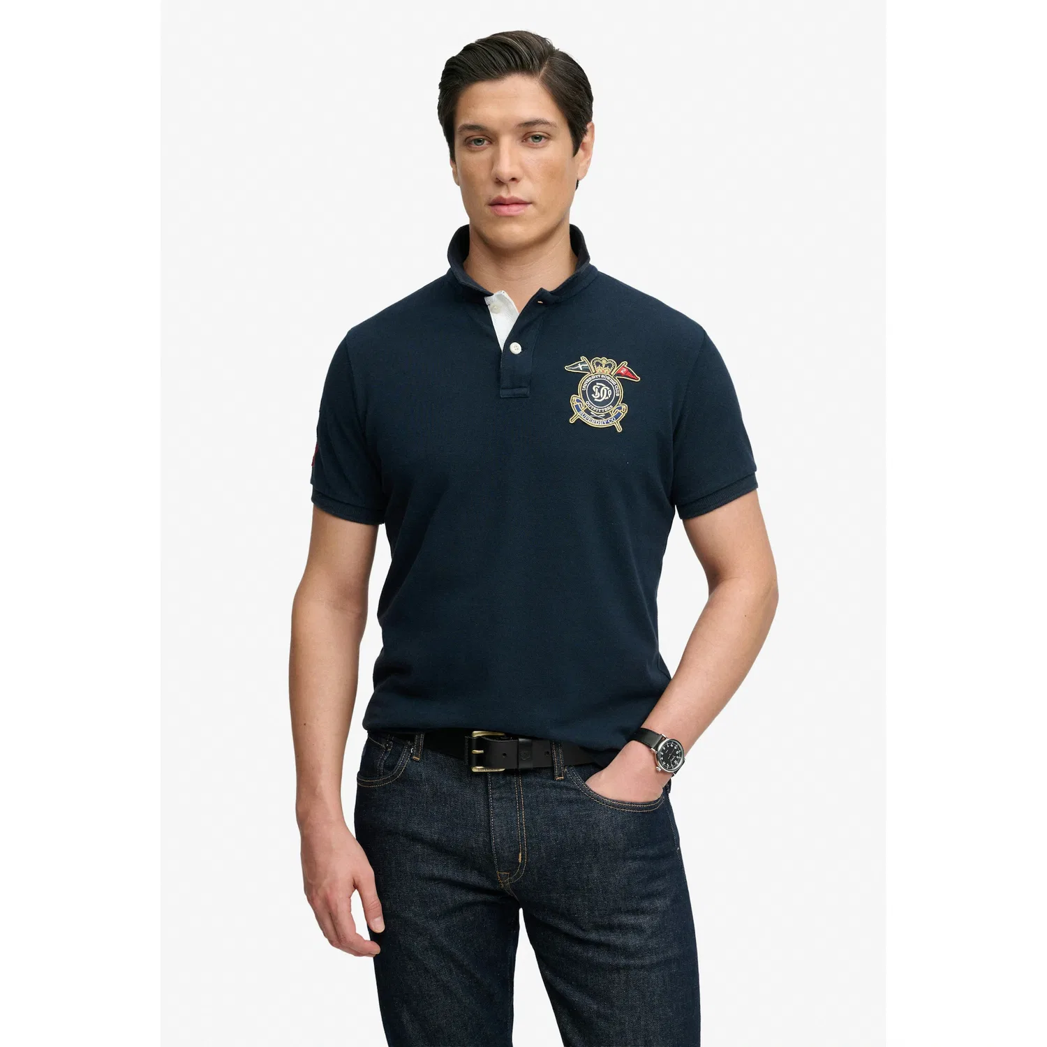 Мужское поло с принтом Superdry, Darkest Navy