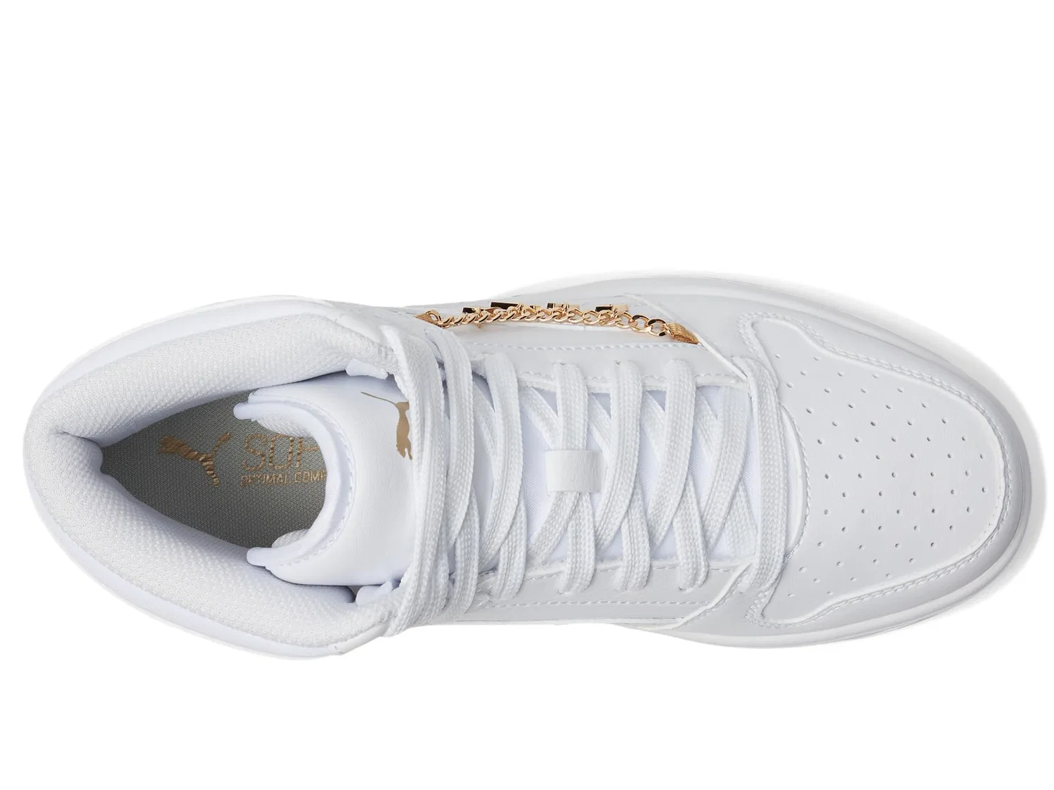 Детские кроссовки для мальчиков с высоким верхом Rebound Layup Mid PUMA PUMA White PUMA White PUMA Gold — фото 2
