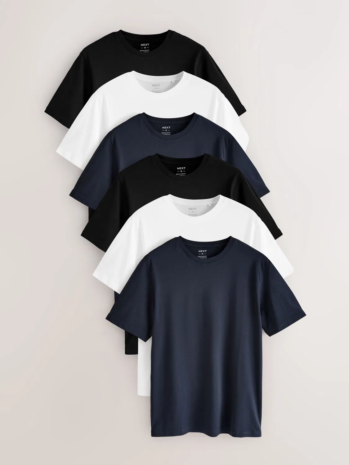 Футболка Regular Fit, набор из 6 штук, Essential Cotton Next, белый/черный/темно-синий