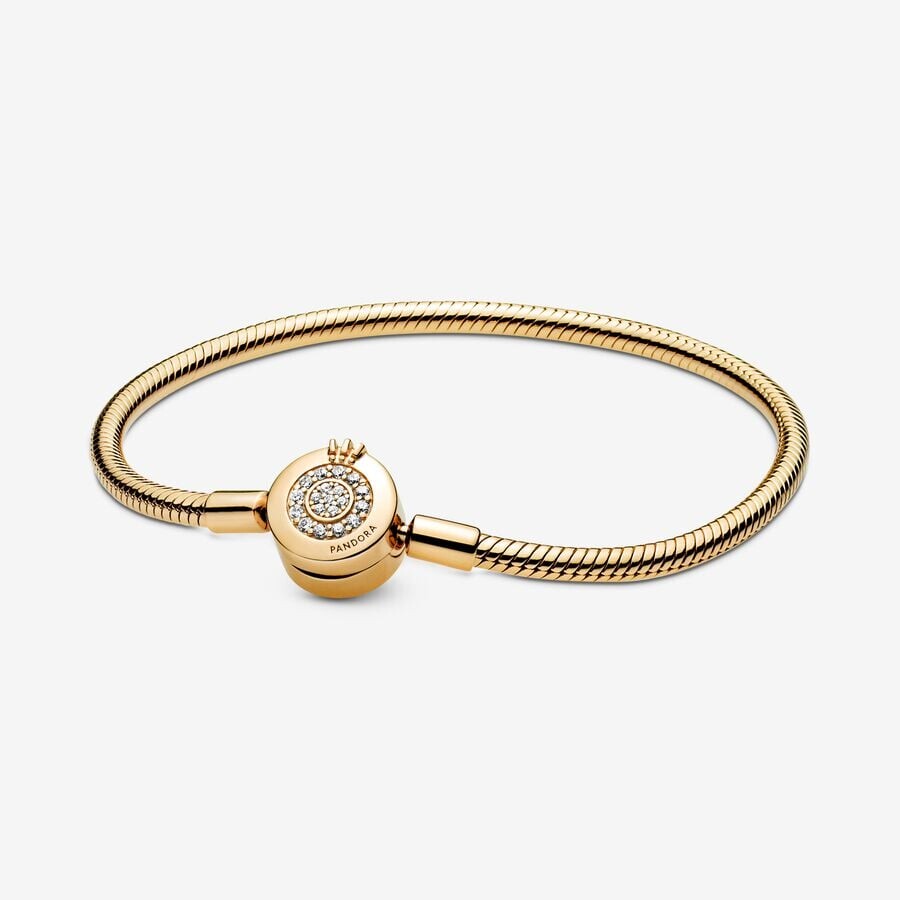 

Браслет Pandora Moments Sparkling Crown O Snake Chain, золото