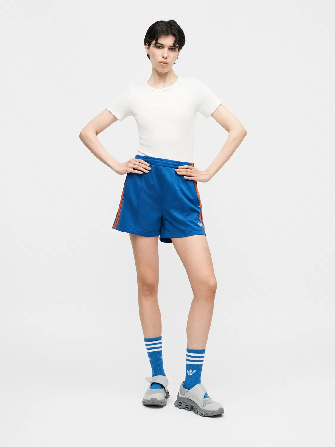Шорты Adidas Originals свободного кроя Firebird Classic темно-синего цвета — фото 4