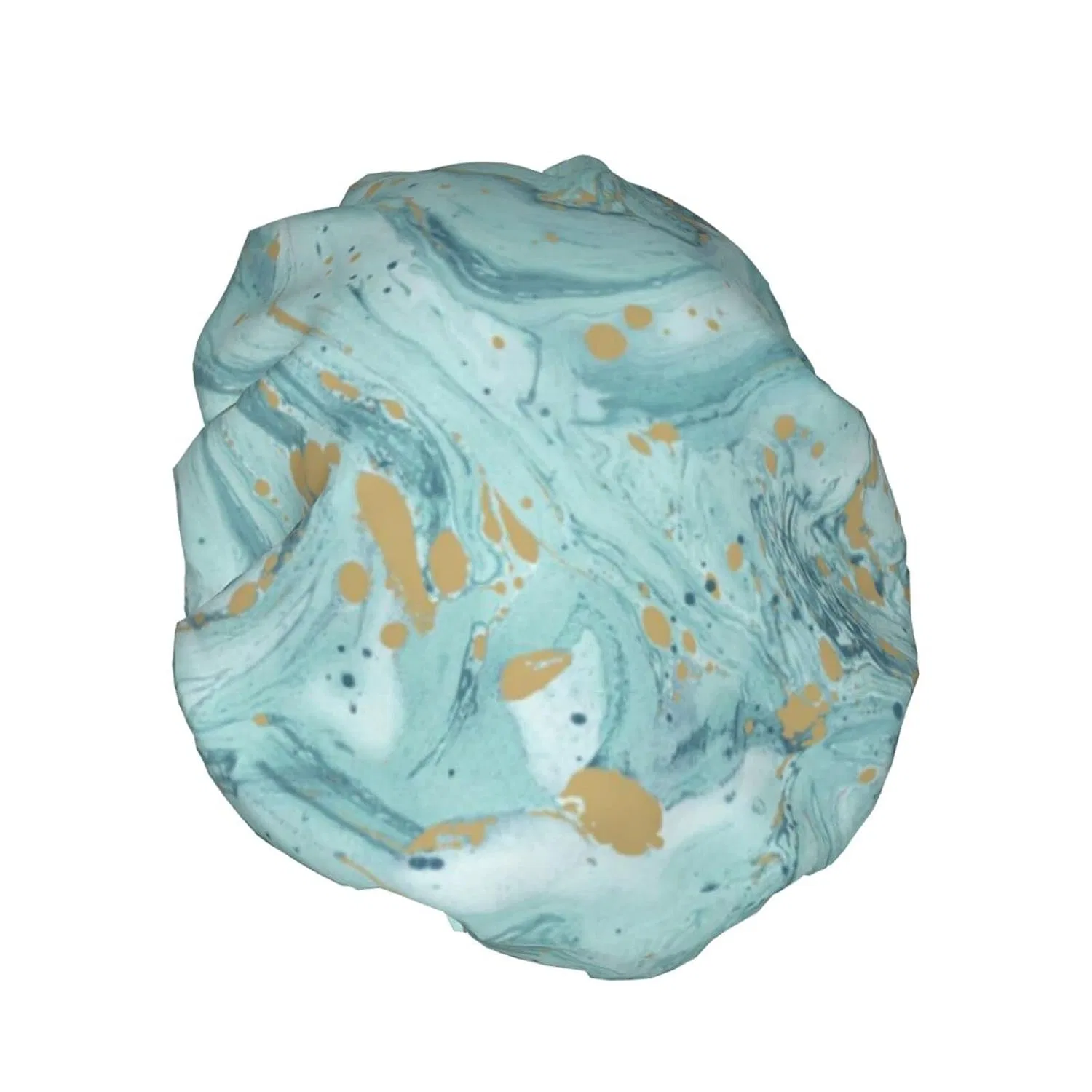 Шапочка для душа, Azurite Teal and Foil Gold Oil Marble Pattern, MORYEN, Двойной слой, Водонепроницаемая — фото 2